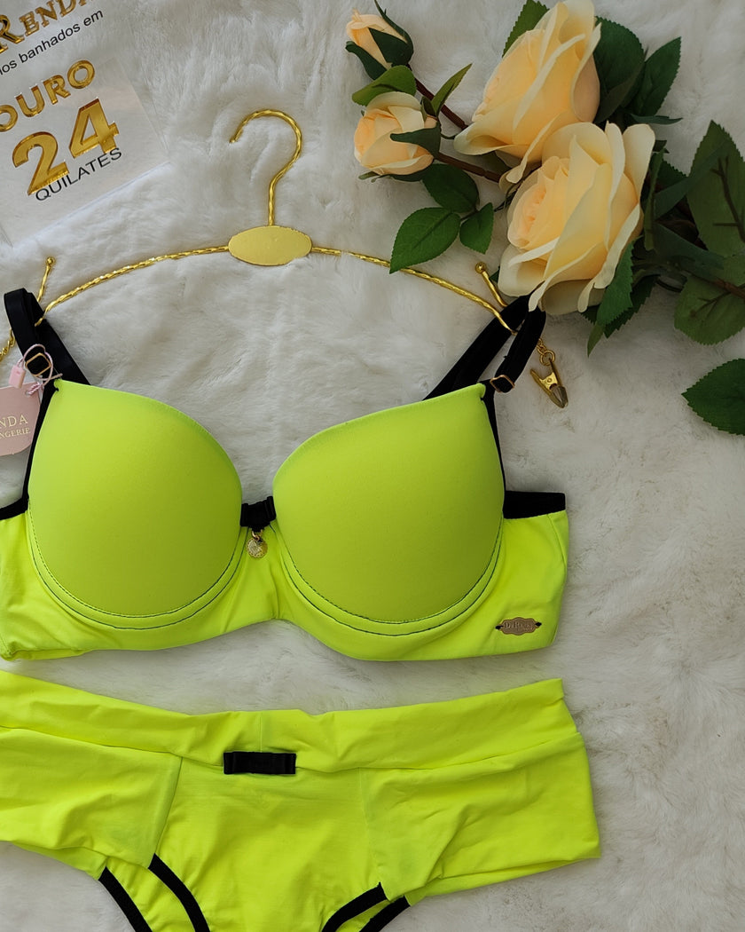 Conjunto Rachel Luxo Push-Up com Acessórios Banhados a Ouro 24K