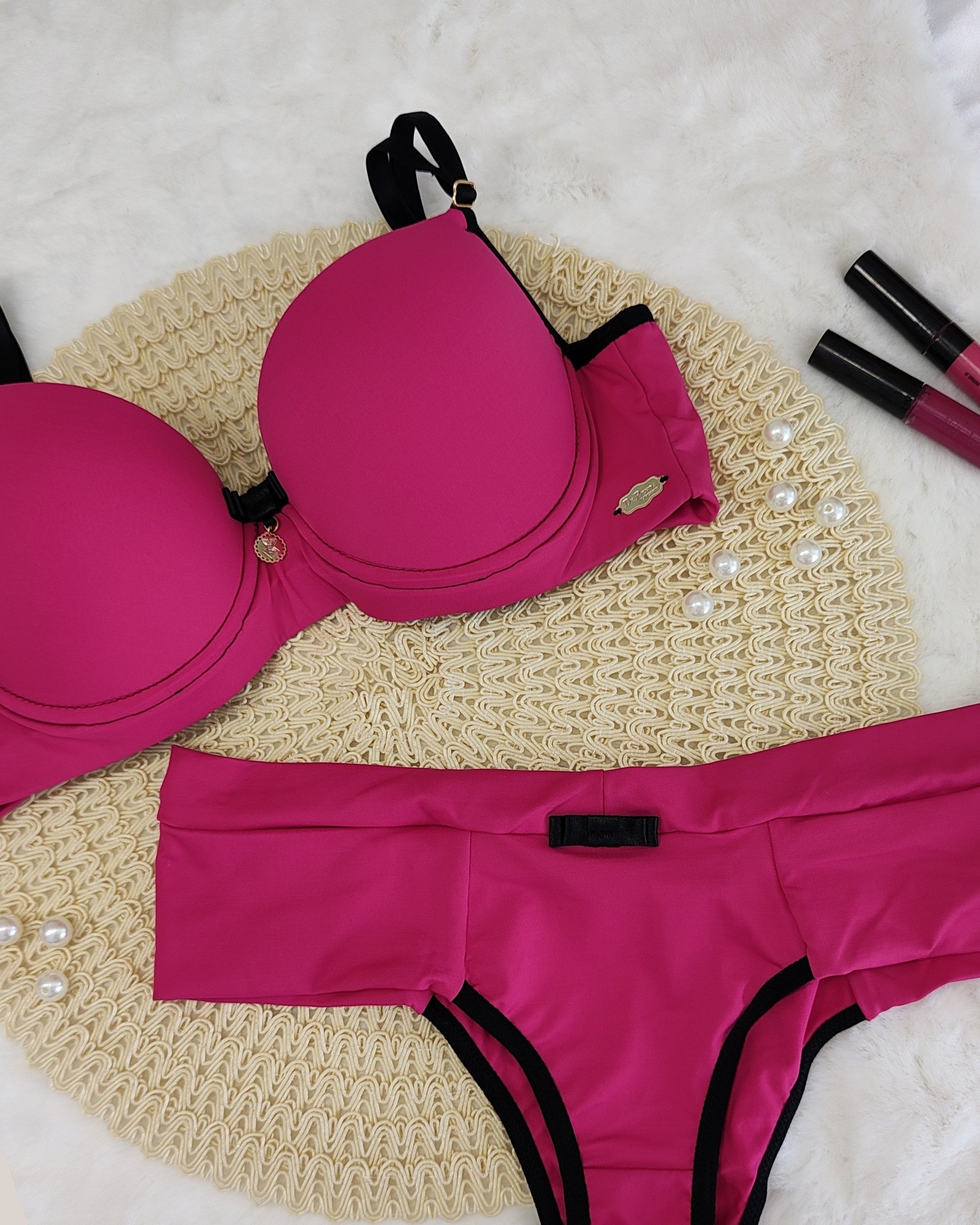 Conjunto Rachel Luxo Push-Up com Acessórios Banhados a Ouro 24K