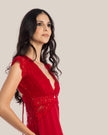 Camisola Longa Helena em Renda e Liganete com Pingente Banhado a Ouro