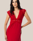 Camisola Longa Helena em Renda e Liganete com Pingente Banhado a Ouro