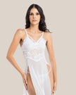 Camisola Longa Luxo Astrid em Tule e Renda Chantilly