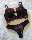 Conjunto de Lingerie Luxo Bela em Tule Bordado - DE RENDA LINGERIE