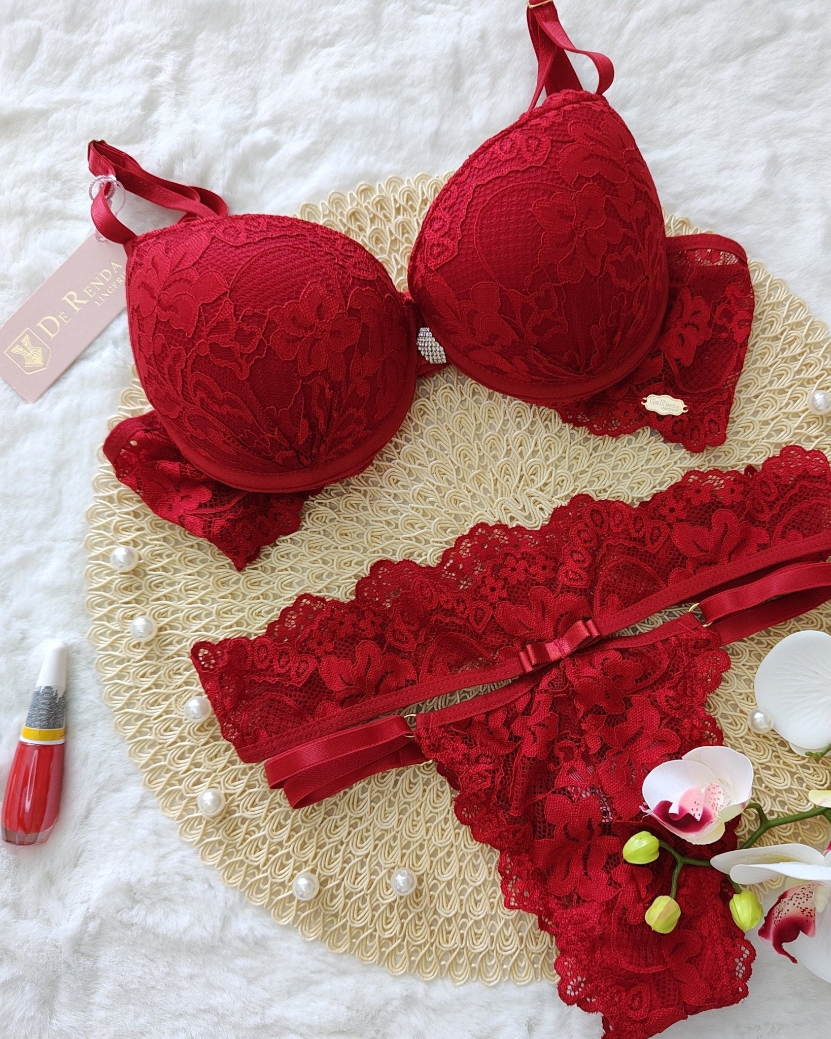 Conjunto de Lingerie Luxo Ísis em Renda - DE RENDA LINGERIE