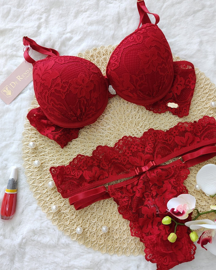 Conjunto de Lingerie Luxo Ísis em Renda - DE RENDA LINGERIE