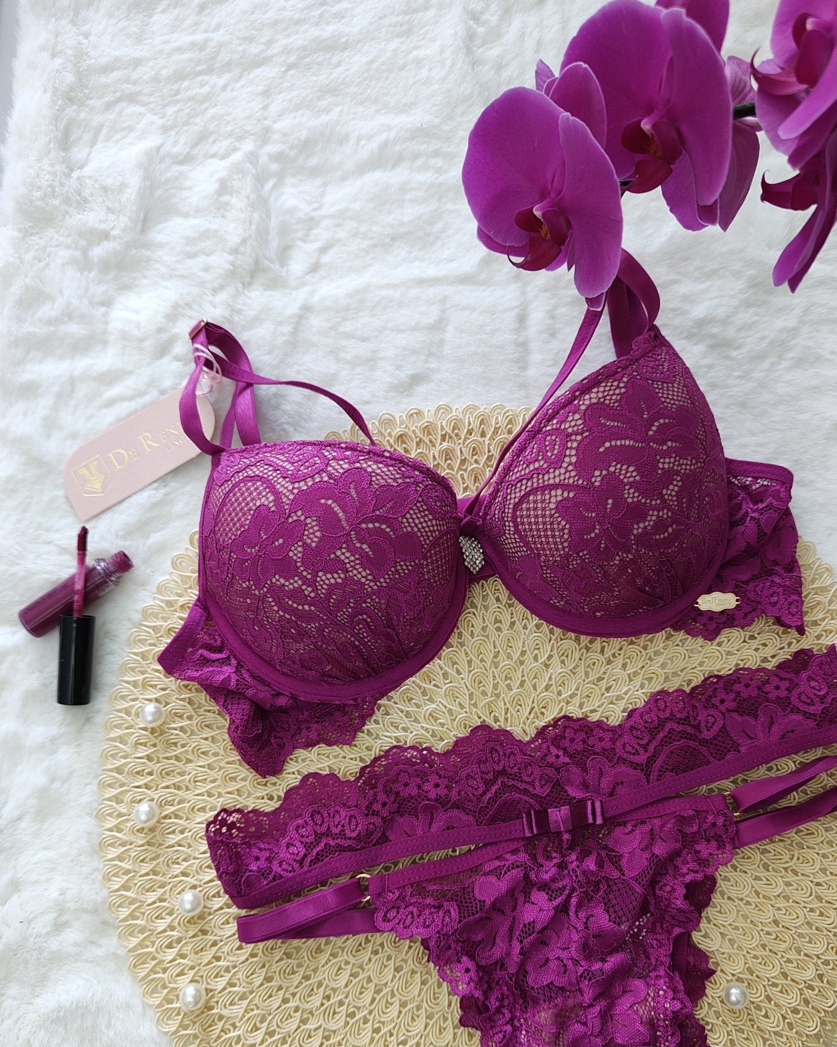 Conjunto de Lingerie Luxo Ísis em Renda - DE RENDA LINGERIE