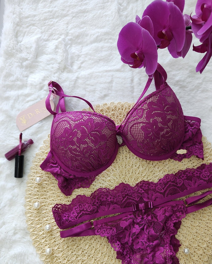 Conjunto de Lingerie Luxo Ísis em Renda - DE RENDA LINGERIE