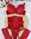 Conjunto Louise em Renda Chantilly e Acessórios Banhados a Ouro 24K - DE RENDA LINGERIE