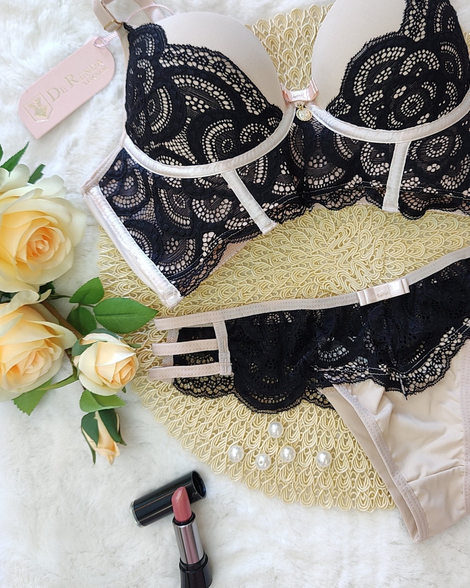 Conjunto Maria Luxo de Renda e Microfibra | DE RENDA - DE RENDA LINGERIE