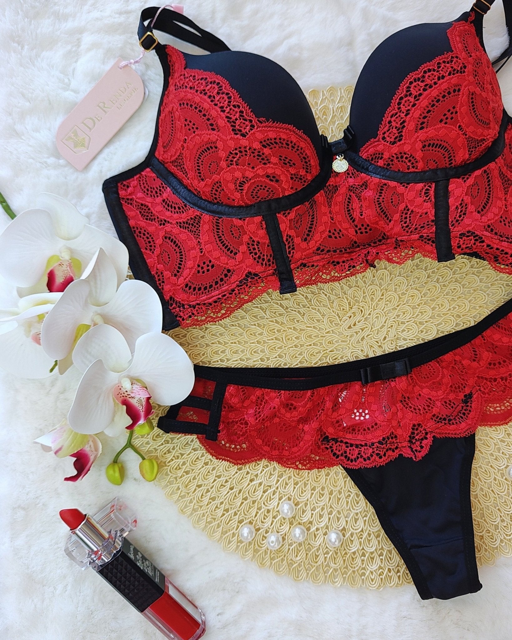Conjunto Maria Luxo de Renda e Microfibra | DE RENDA - DE RENDA LINGERIE