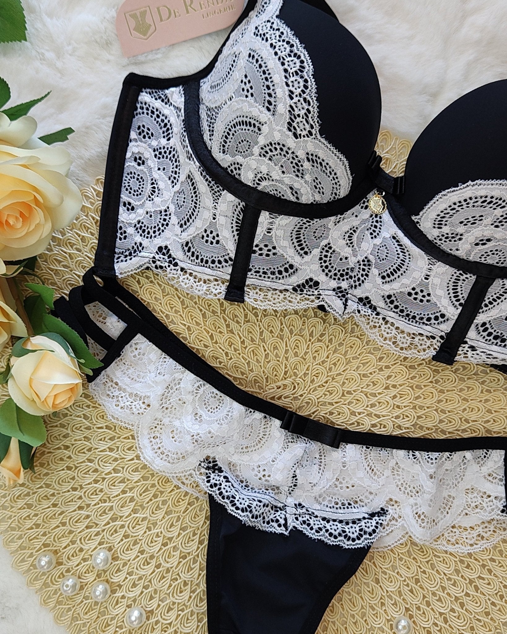 Conjunto Maria Luxo de Renda e Microfibra | DE RENDA - DE RENDA LINGERIE