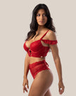 Conjunto Sarah em Renda Premium | Lingerie Luxo com Ouro 24K - DE RENDA LINGERIE