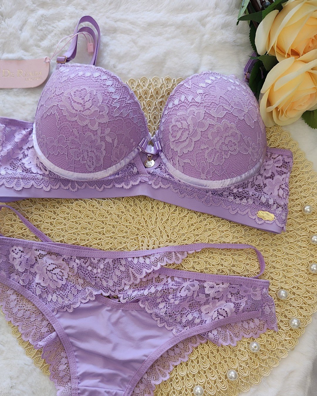 Conjunto Soraia de Renda e Acessórios Banhados a Ouro 24K - DE RENDA LINGERIE