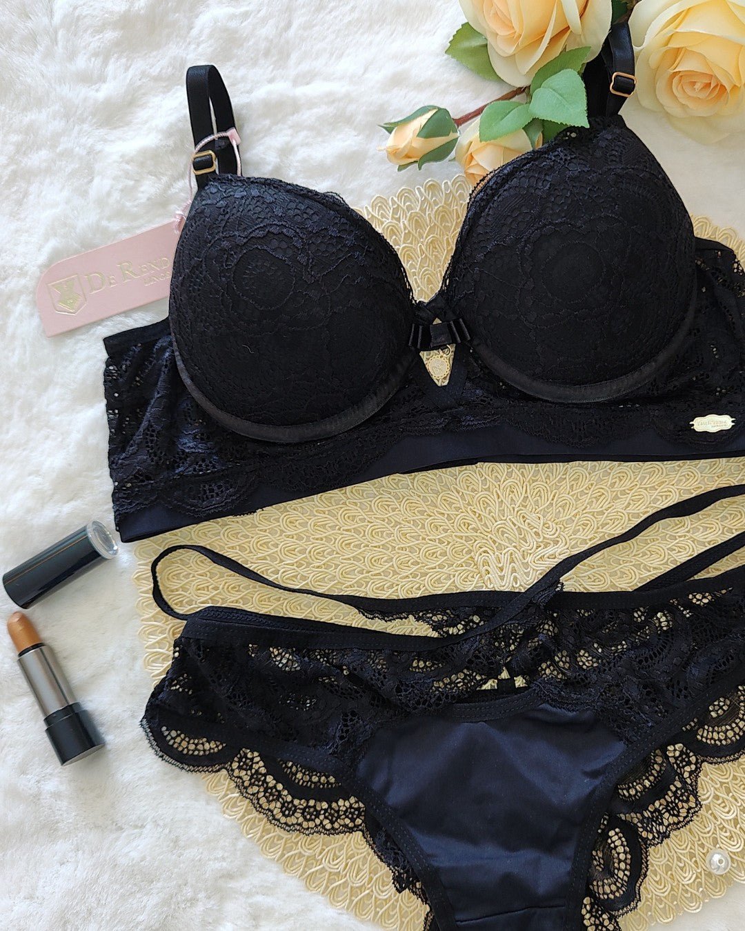 Conjunto Soraia de Renda e Acessórios Banhados a Ouro 24K - DE RENDA LINGERIE