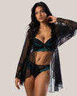 Conjunto Valentina de Renda Chantilly e Acessórios Banhados a Ouro - DE RENDA LINGERIE