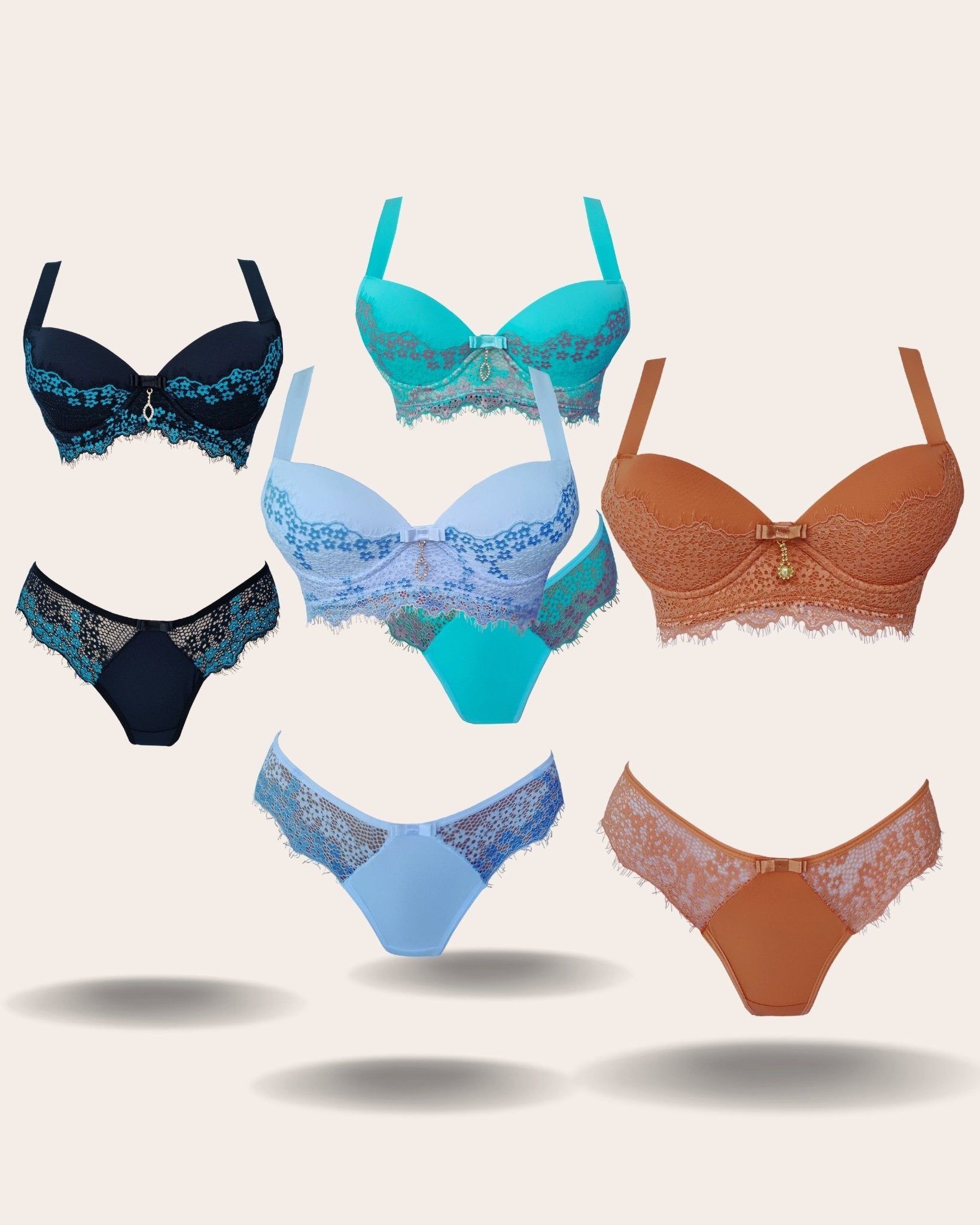 Conjunto Valentina de Renda Chantilly e Acessórios Banhados a Ouro - DE RENDA LINGERIE