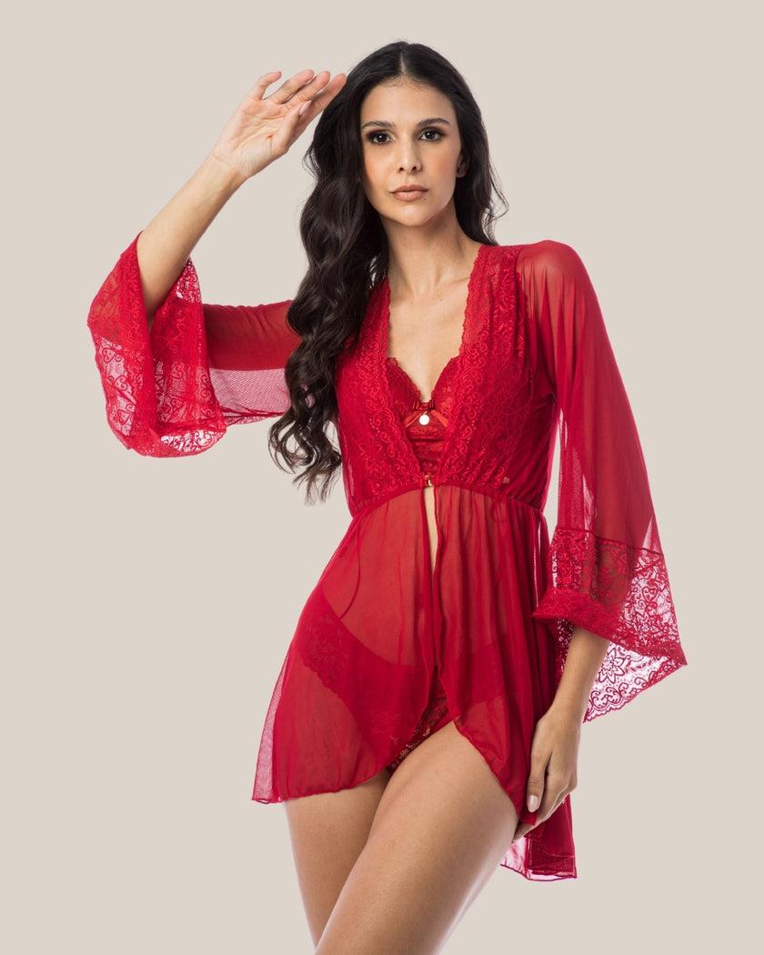 Robe Feminino Luxo Thaís em Tule e Renda Chantilly | DE RENDA - DE RENDA LINGERIE
